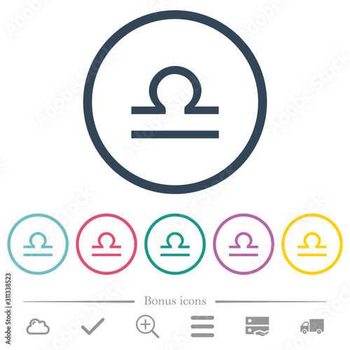 libra zodiac symbol flat color icons in round outlines