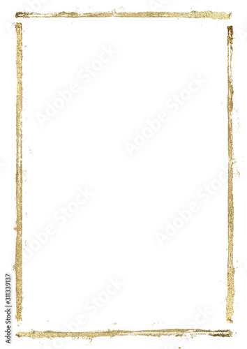 Golden grunge lines frame. ...