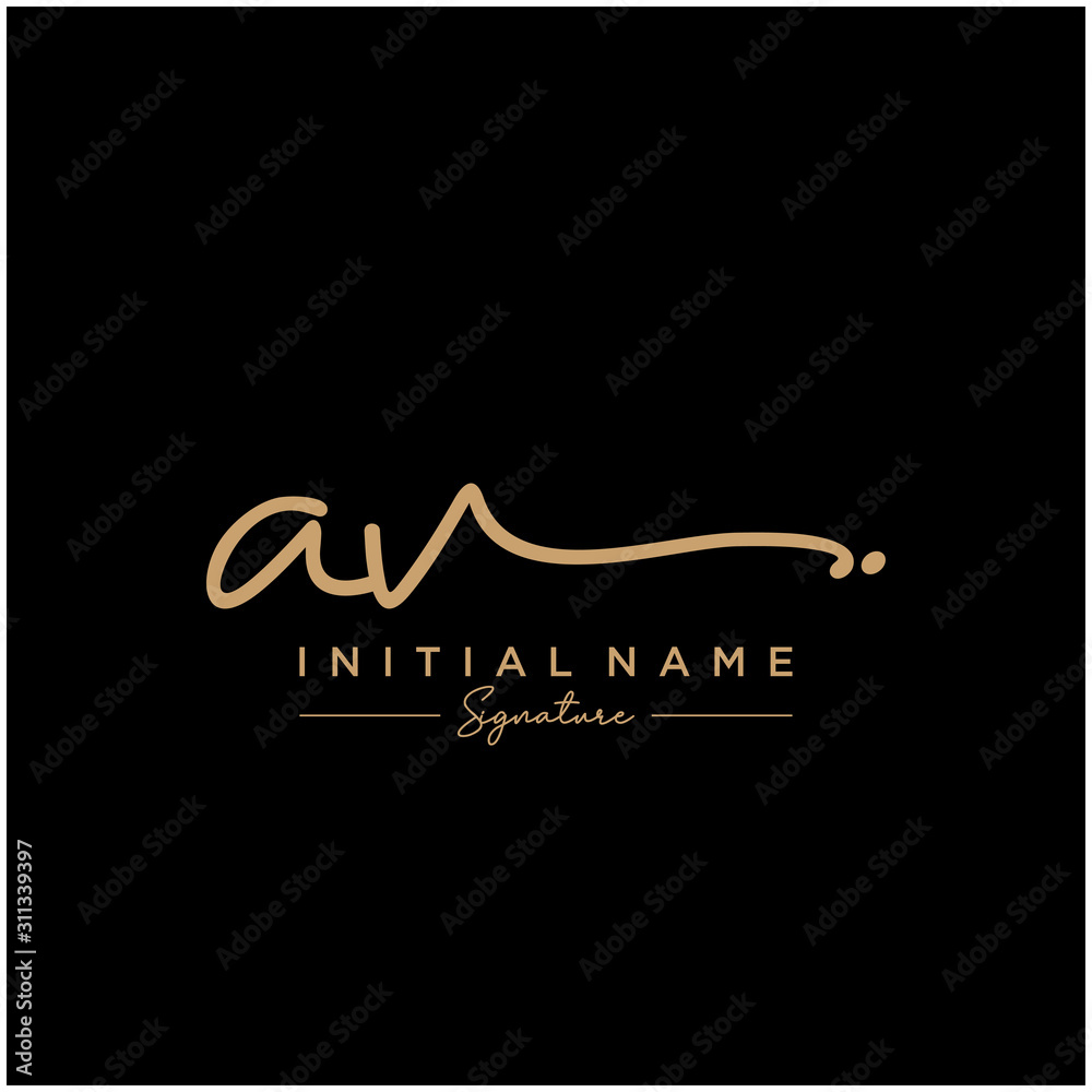Letter AV Signature Logo Template Vector