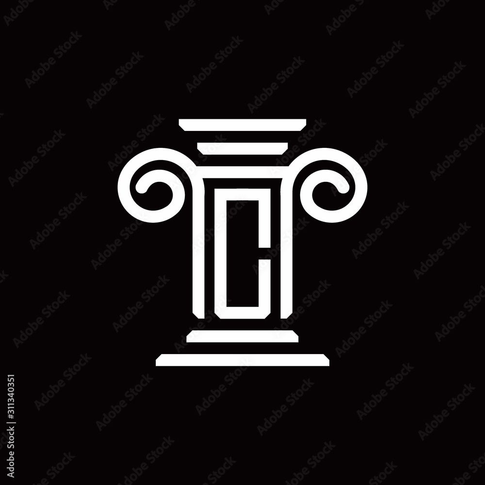 C monogram logo with pillar style design template C monogram logo with pillar style design template