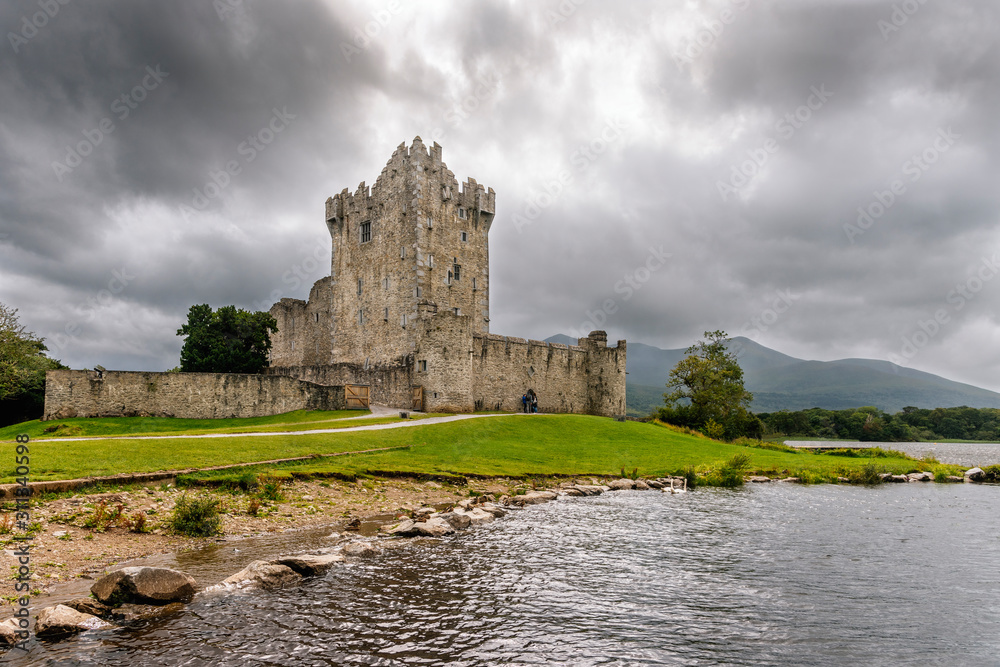Ross Castle - a castle in southwestern Ireland, on the island of Ross on Lough Leane in the Killarney National Park in County Kerry.