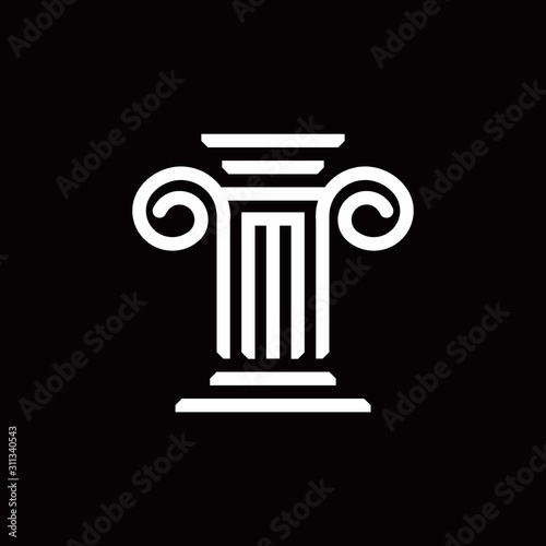 M monogram logo with pillar style design template