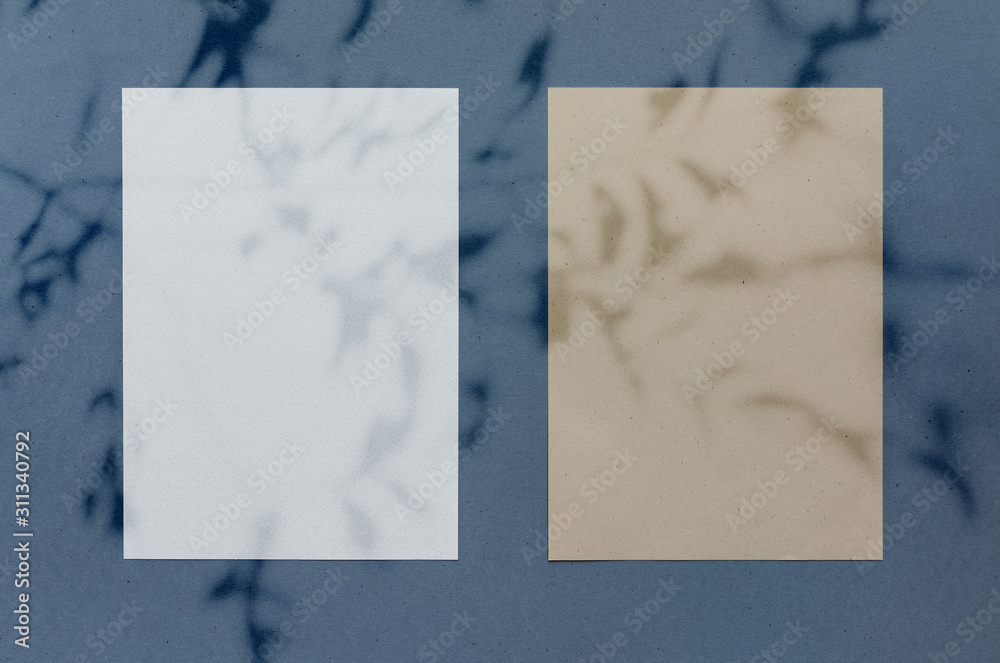 Empty eco paper sheets brown bg shadow overlay Empty eco paper sheets brown bg shadow overlay