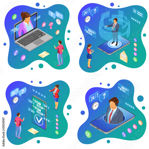 Isometric Online Customer Support Templates