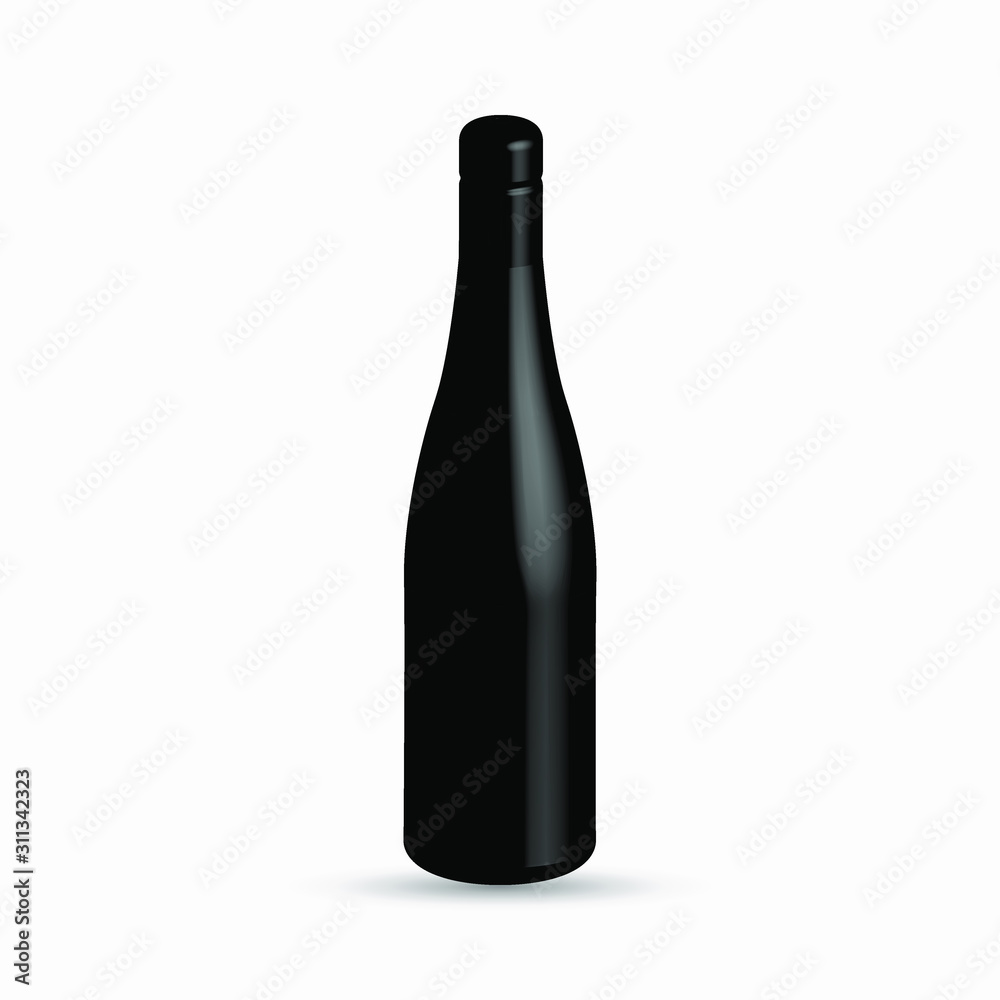 Vector illustration of Vine Bottle isolated on White background, 3D Rendering Vector illustration of Vine Bottle isolated on White background, 3D Rendering
