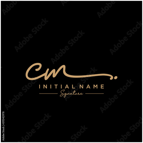 Letter CM Signature Logo Template Vector