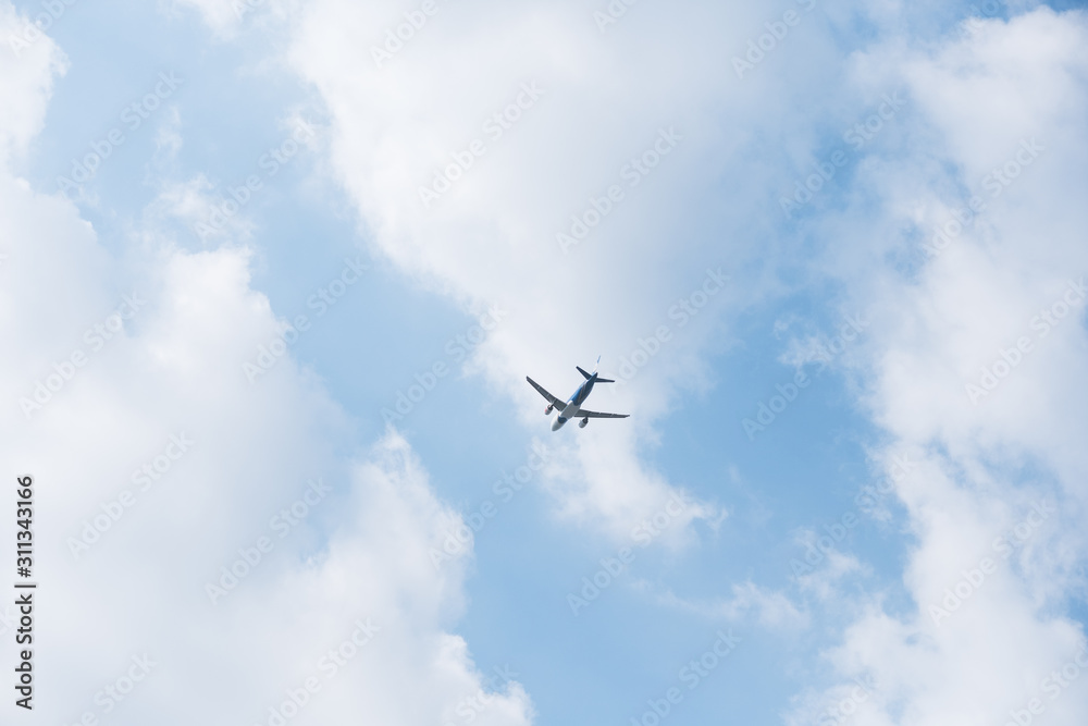 Directly Below Shot Of Airplane Flying In Sky Directly Below Shot Of Airplane Flying In Sky