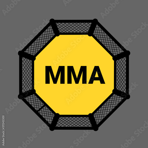 Octagon arena for mixed martian arts - MMA. Cage and fighting ring for combat sport. Vector illustration