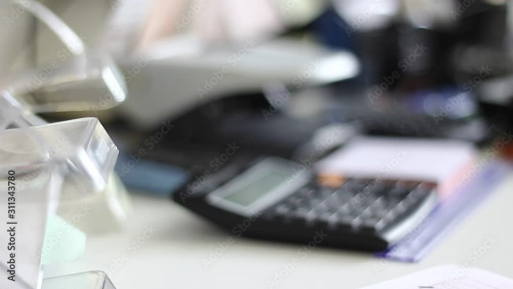 Office equipment calculator, keyboard, paper, pencil in the office close up. Office equipment calculator, keyboard, paper, pencil in the office close up.