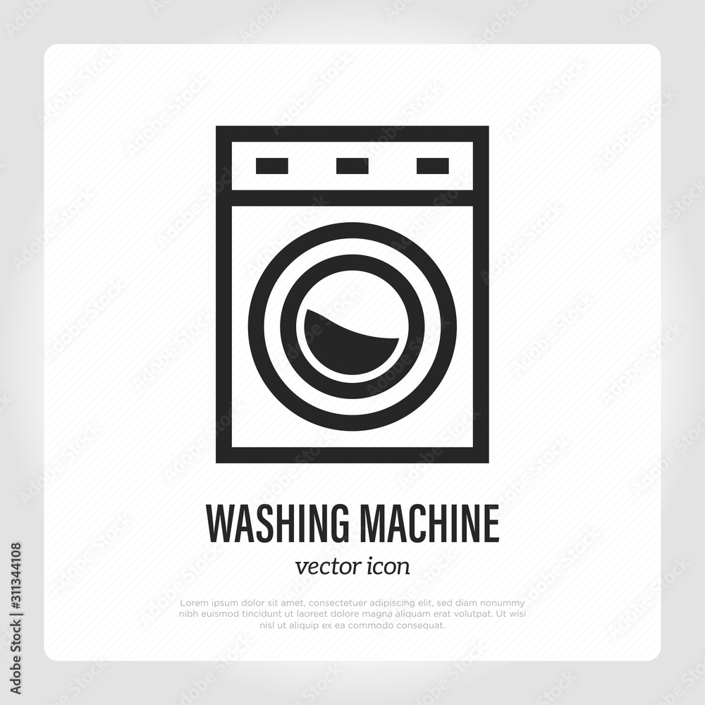 Washing machine thin line icon. Household equipment. Vector illustration. Washing machine thin line icon. Household equipment. Vector illustration.