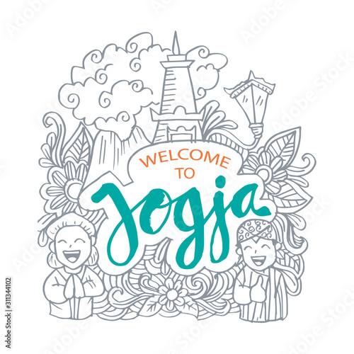 Doodle of Yogyakarta City of Indonesia 