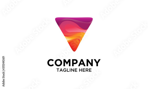 Volcano Colorful Logo Vector