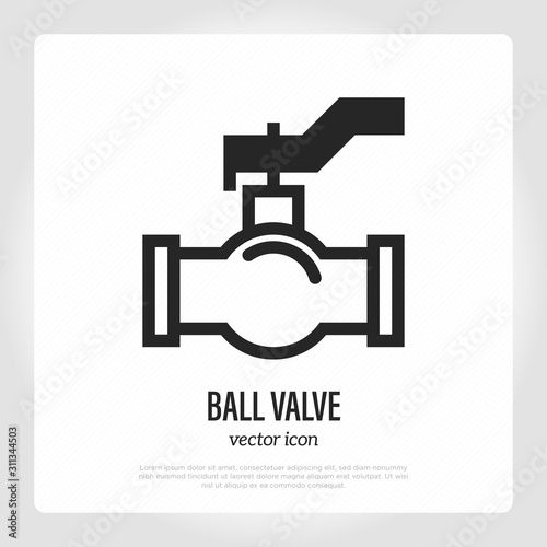 Ball valve thin line icon. Plumbing equipment. Vector illustration.