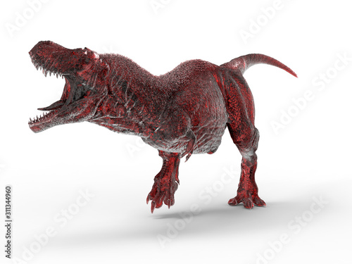 3D rendering - red textured T-Rex