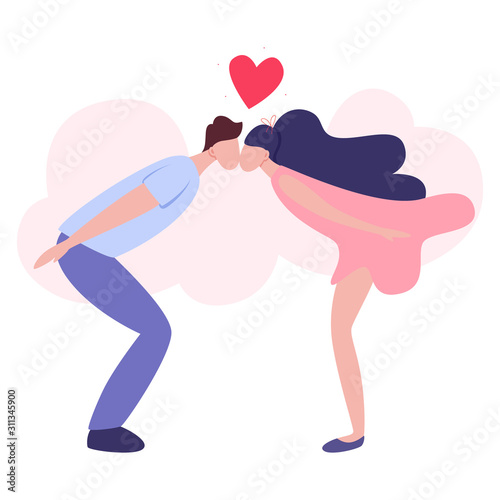 Happy couple in love kissing