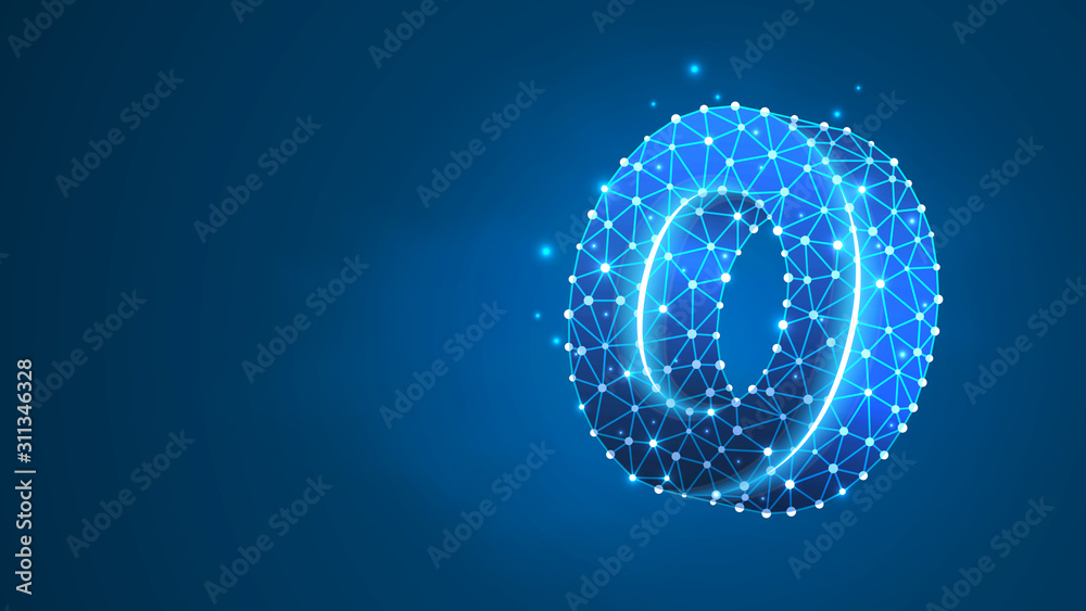 Alphabet letter O. Design of an Uppercase letter. Banner, template or a pattern. Abstract digital wireframe, low poly mesh, Raster blue neon 3d illustration. Triangle, line, dot Alphabet letter O. Design of an Uppercase letter. Banner, template or a pattern. Abstract digital wireframe, low poly mesh, Raster blue neon 3d illustration. Triangle, line, dot