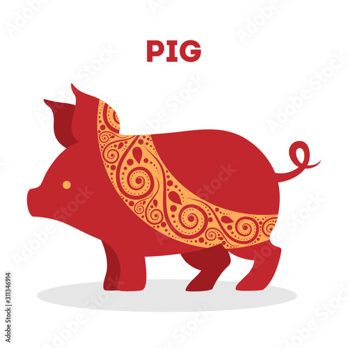 Vector illustration of traditional chinese zodiac animal