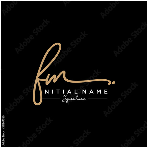 Letter FM Signature Logo Template Vector