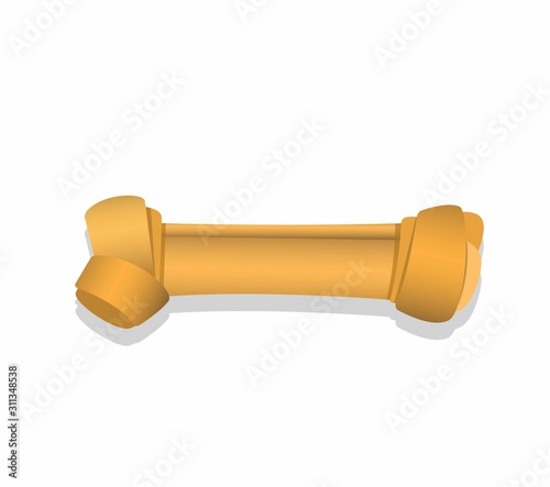 Rawhide knotted bone,treats for dog  realistic illustration vector