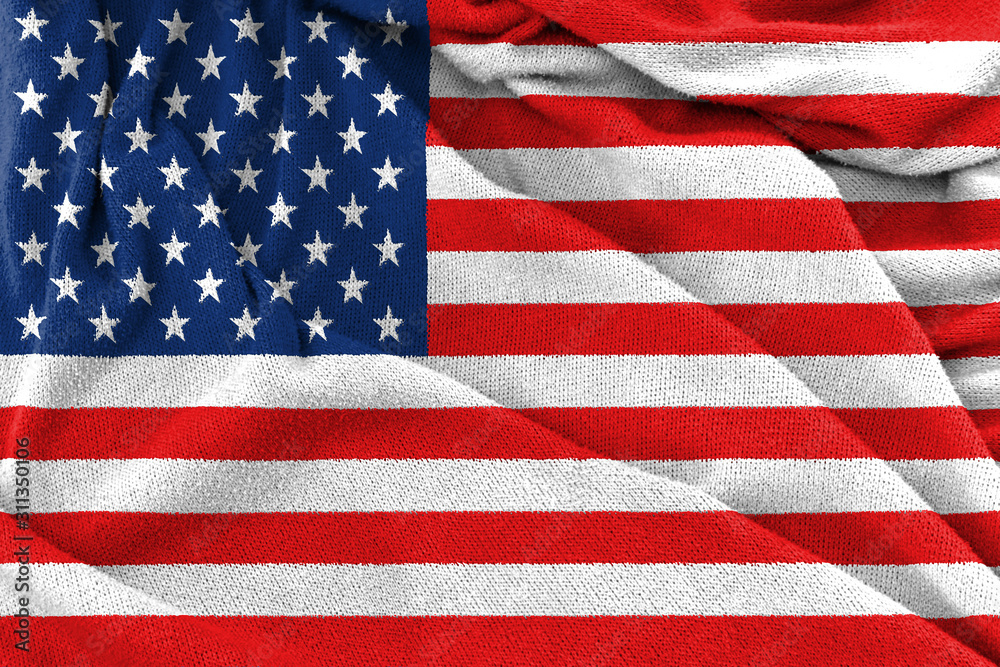 Fototapeta premium Fabric texture of USA national flag