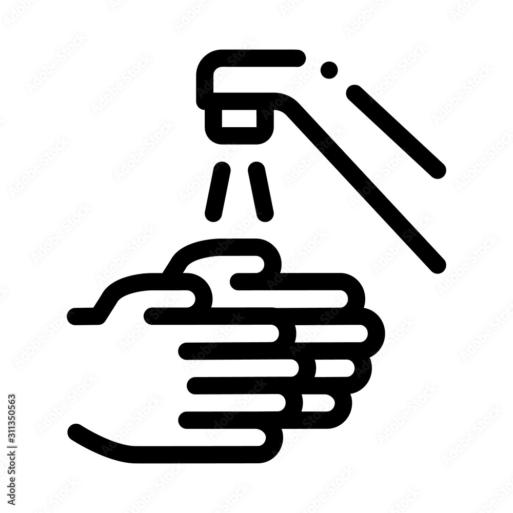 Hands Washing Water Tap Icon Vector. Outline Hands Washing Water Tap Sign. Isolated Contour Symbol Illustration Hands Washing Water Tap Icon Vector. Outline Hands Washing Water Tap Sign. Isolated Contour Symbol Illustration