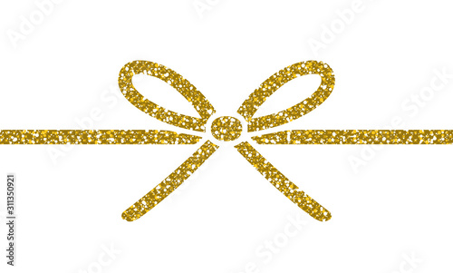 Golden Glitter Bow With Ribbon