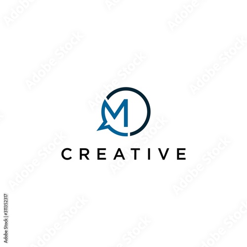 M with chat logo creative premium