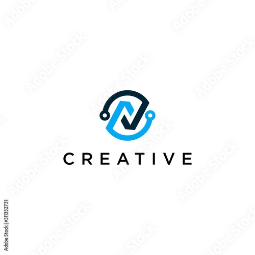 N logo creative simple premium