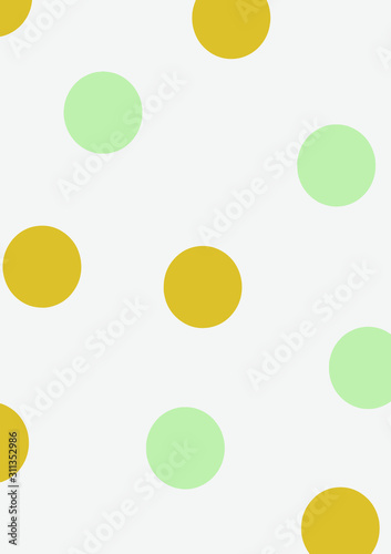 Vector seamless pattern with big gold and green circle dots on flat gray background. Comic book page template in pop-art style. Retro comic vintage bubble dots. Vector illustration image