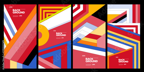 Cover and Poster Design Template for Magazine. Trendy Abstract Colorful Geometric and Curve Vector Illustration Collage with Typography for Cover, book, social media story, and Page Layout Design.