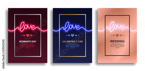 Collection of covers for invitation cards, magazines, catalogs, books. Vector illustration.