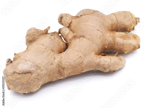 Ginger is placed on a white background Ginger is a herb that is beneficial to the body in many way because it is rich in vitamin and mineral that are very important to our body