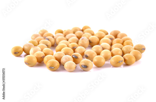 soybeans on white background.