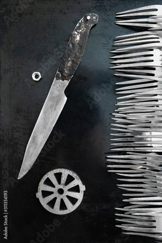 Creative kitchen tools. Creative composition. Financial interest. Fraud. Credit. Sale.