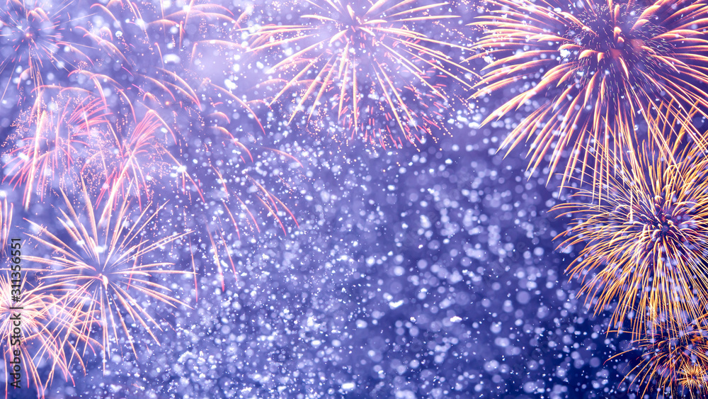 Fireworks with Abstract bokeh background - obrazy, fototapety, plakaty 