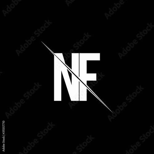 NF logo monogram with slash style design template