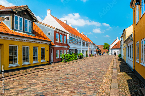 Fotografie Colored traditional houses in old town of Odense, Denmark
