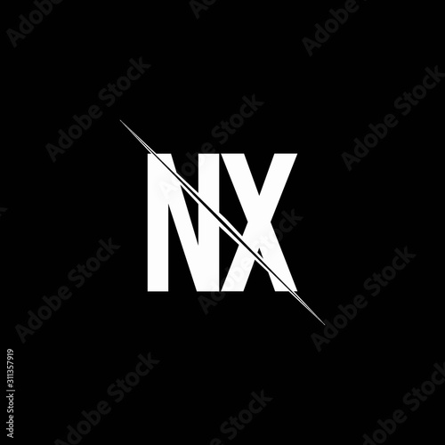 NX logo monogram with slash style design template photo