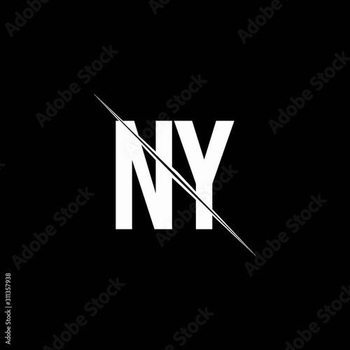 NY logo monogram with slash style design template