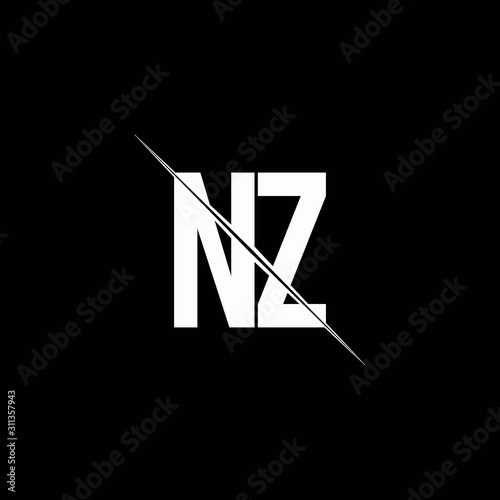 NZ logo monogram with slash style design template