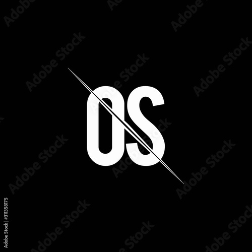 OS logo monogram with slash style design template