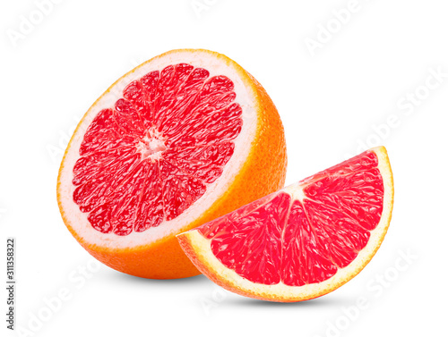 grapefruit with slice isolated on white background