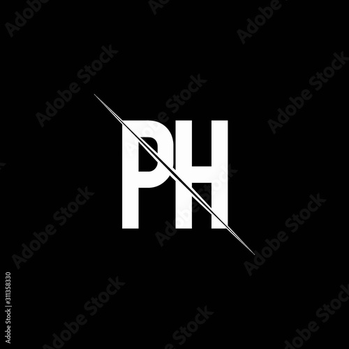 PH logo monogram with slash style design template