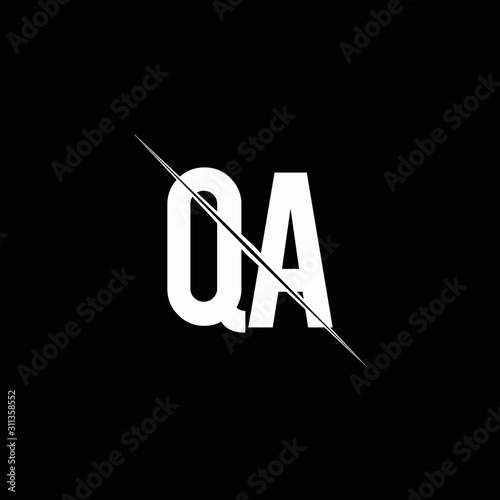 QA logo monogram with slash style design template