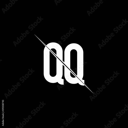 QQ logo monogram with slash style design template