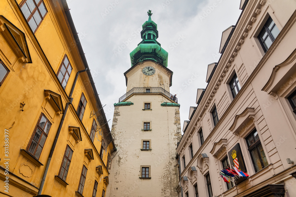 Fototapeta premium Medieval Saint Michael Gate tower in Bratislava