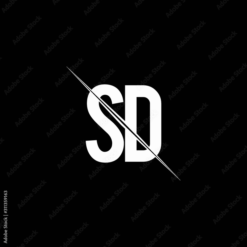 SD logo monogram with slash style design template