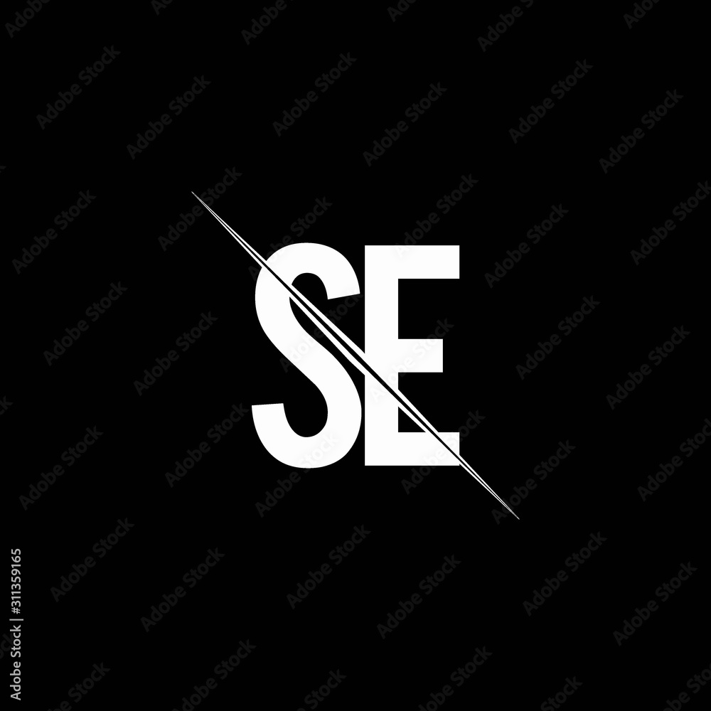 SE logo monogram with slash style design template