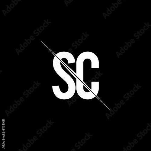 SC logo monogram with slash style design template