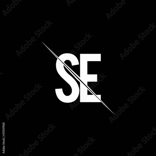 SE logo monogram with slash style design template